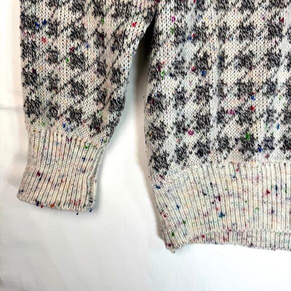 VTG 80s Confetti Knit Houndstooth Sweater Shoulder Pads Size Large - Picture 6 of 7